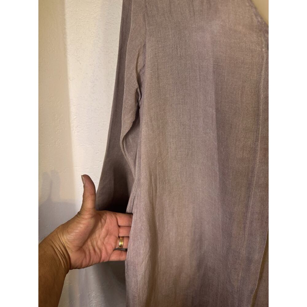 Dolma Linen Duster Womens M Oversized Taupe Lagenlook Long Jacket Boho India - Picture 6 of 14